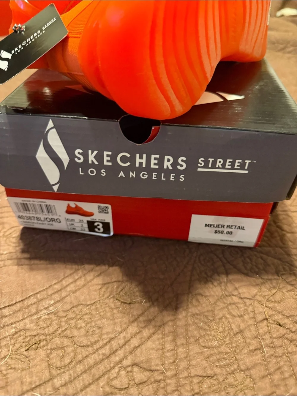 Skechers Neon Orange Slip-On Athletic Sneakers